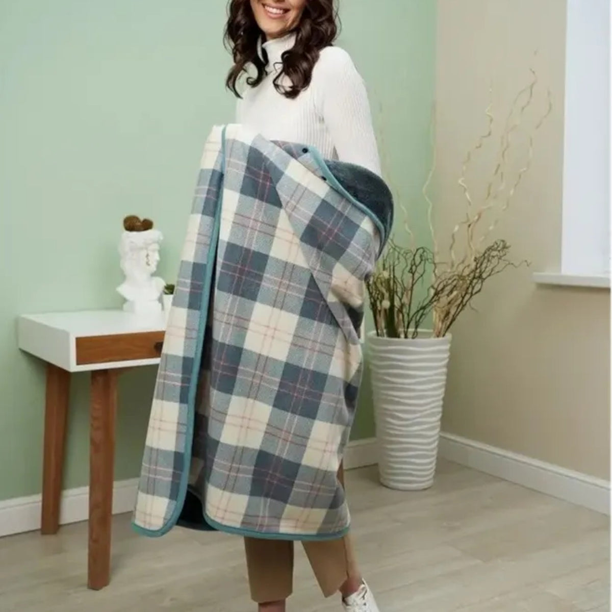 Poncho polaire femme style écossais