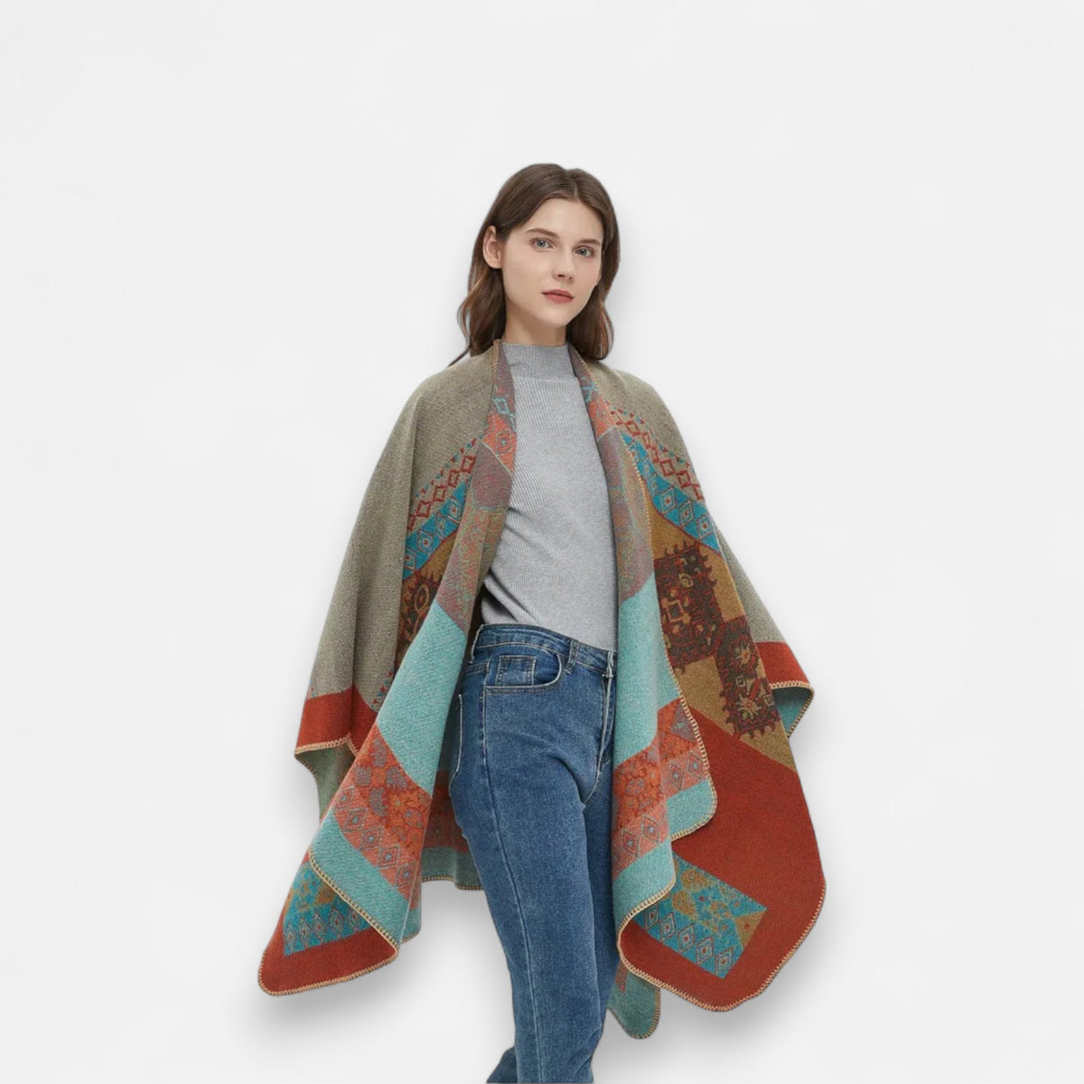 Poncho polaire femme coloré