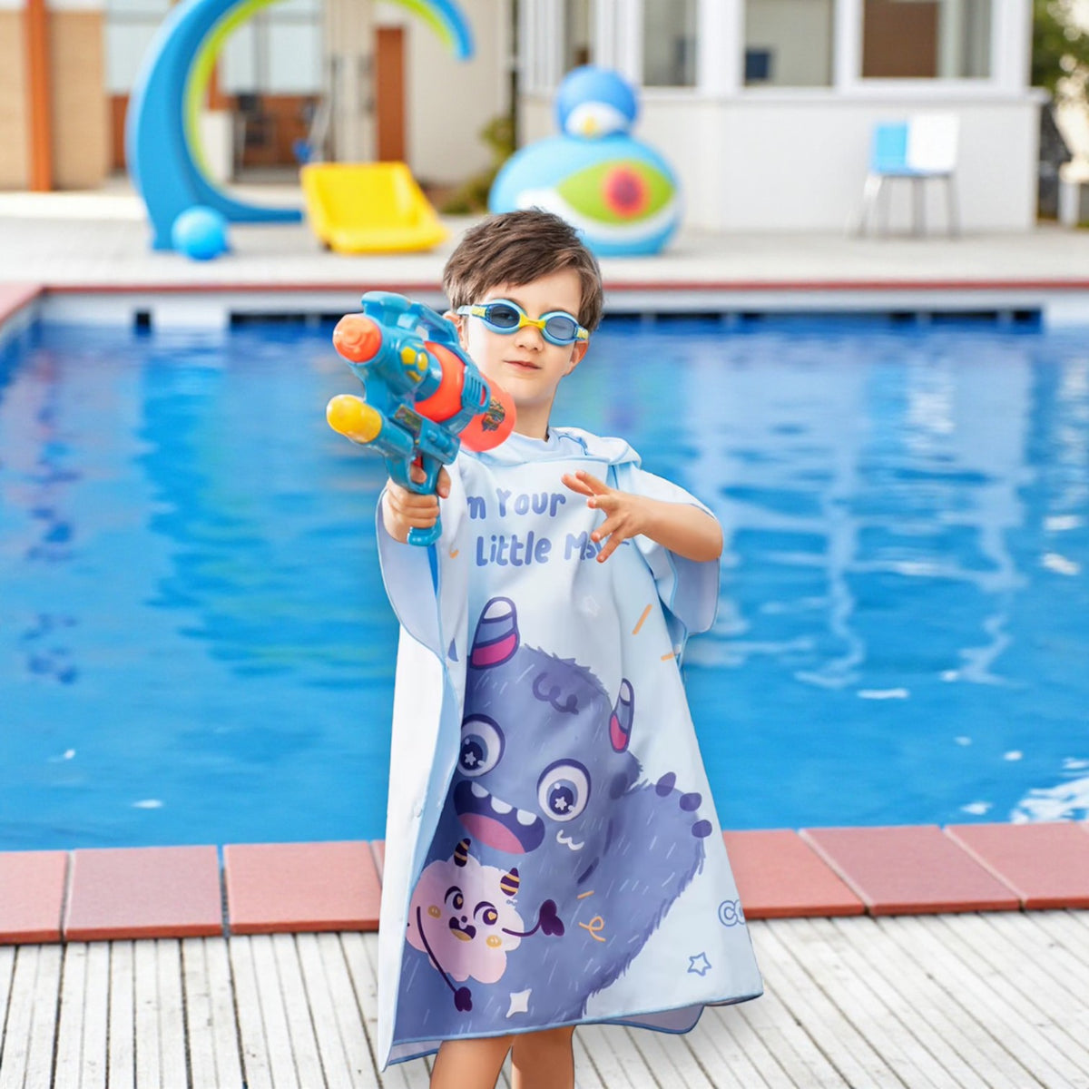 Poncho de bain enfant petit monstre