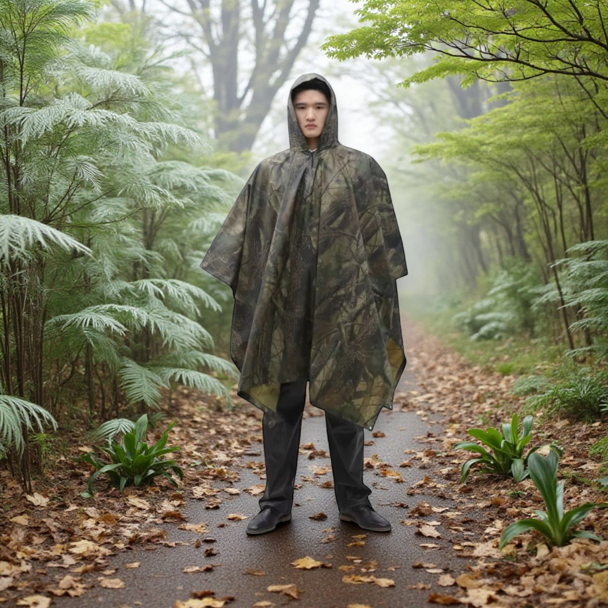 Poncho pluie homme camouflage forêt
