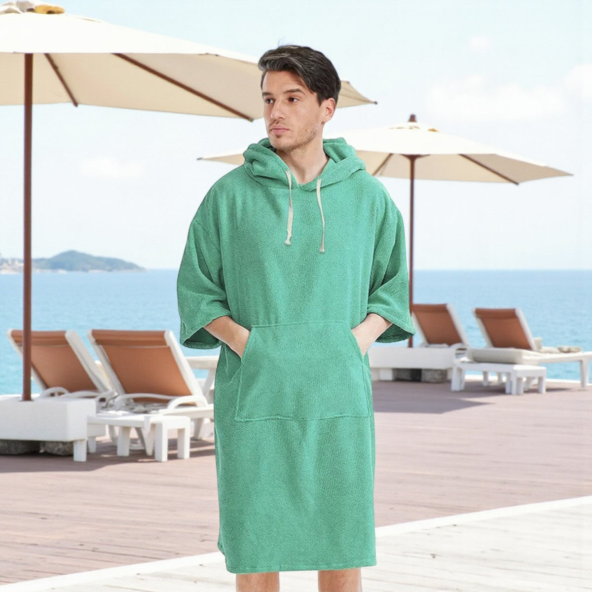 Poncho de bain homme avec poche