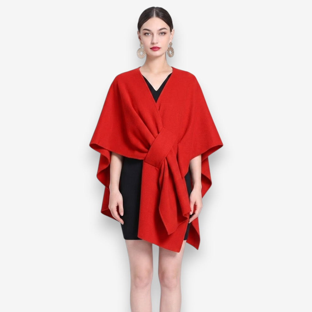 Poncho en laine femme ceinturé chic