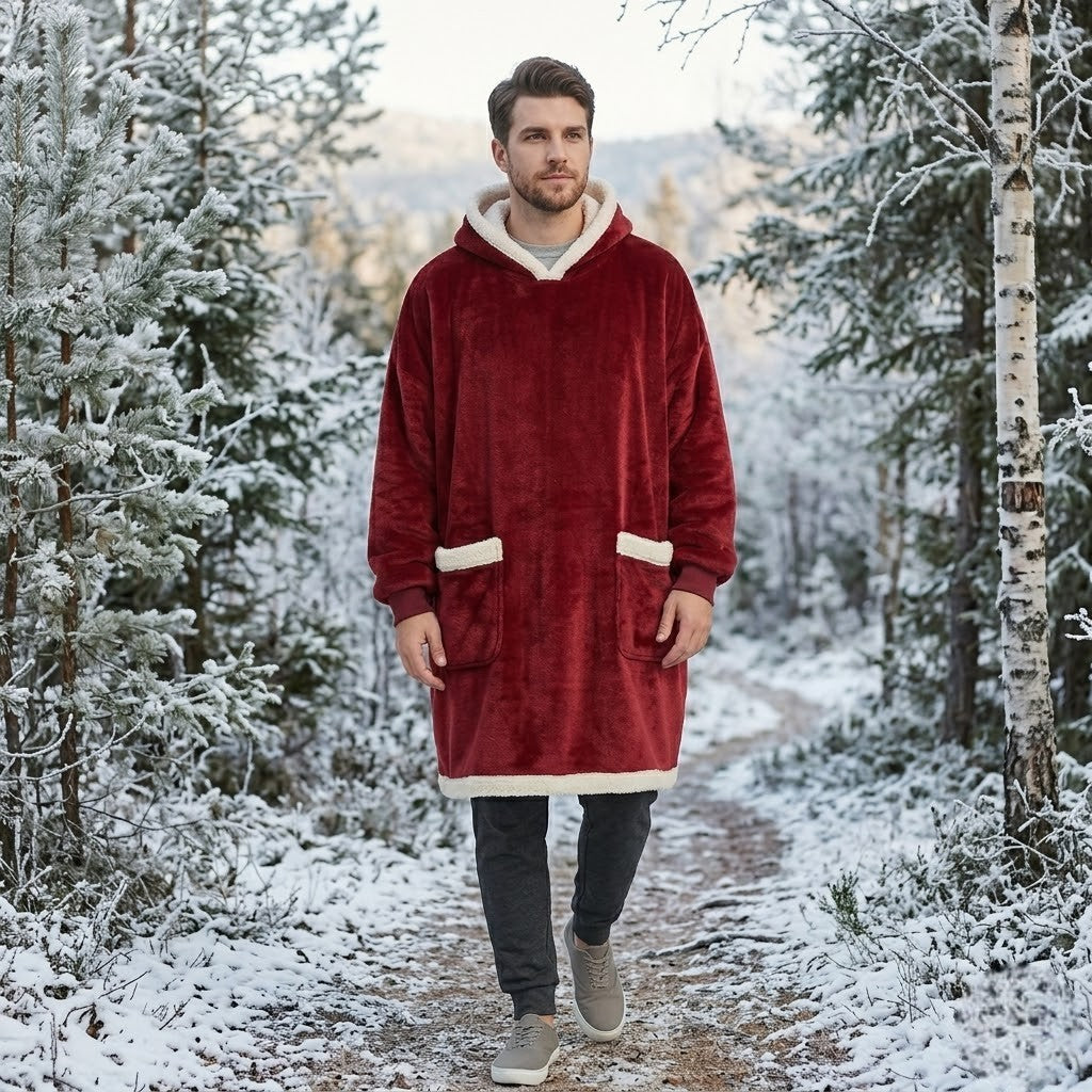 Poncho polaire homme chaud