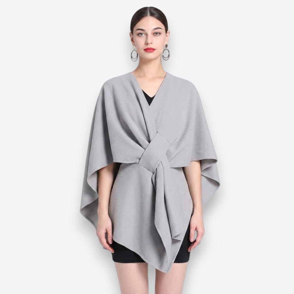 Poncho en laine femme ceinturé chic