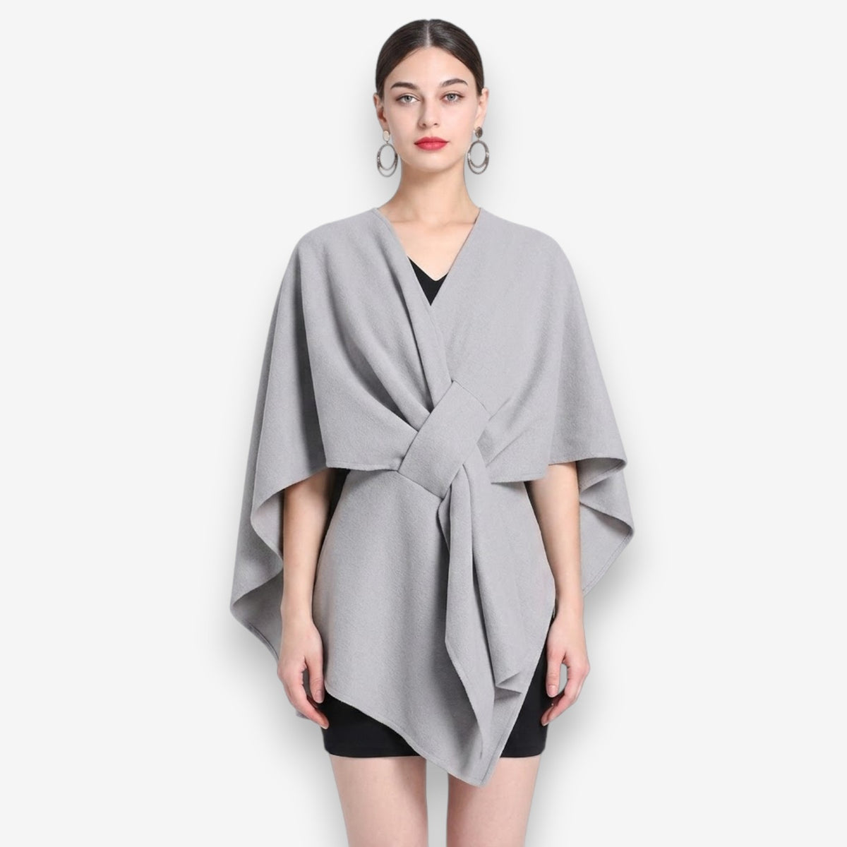 Poncho en laine femme ceinturé chic