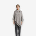 Poncho tendance femme à col boutonné