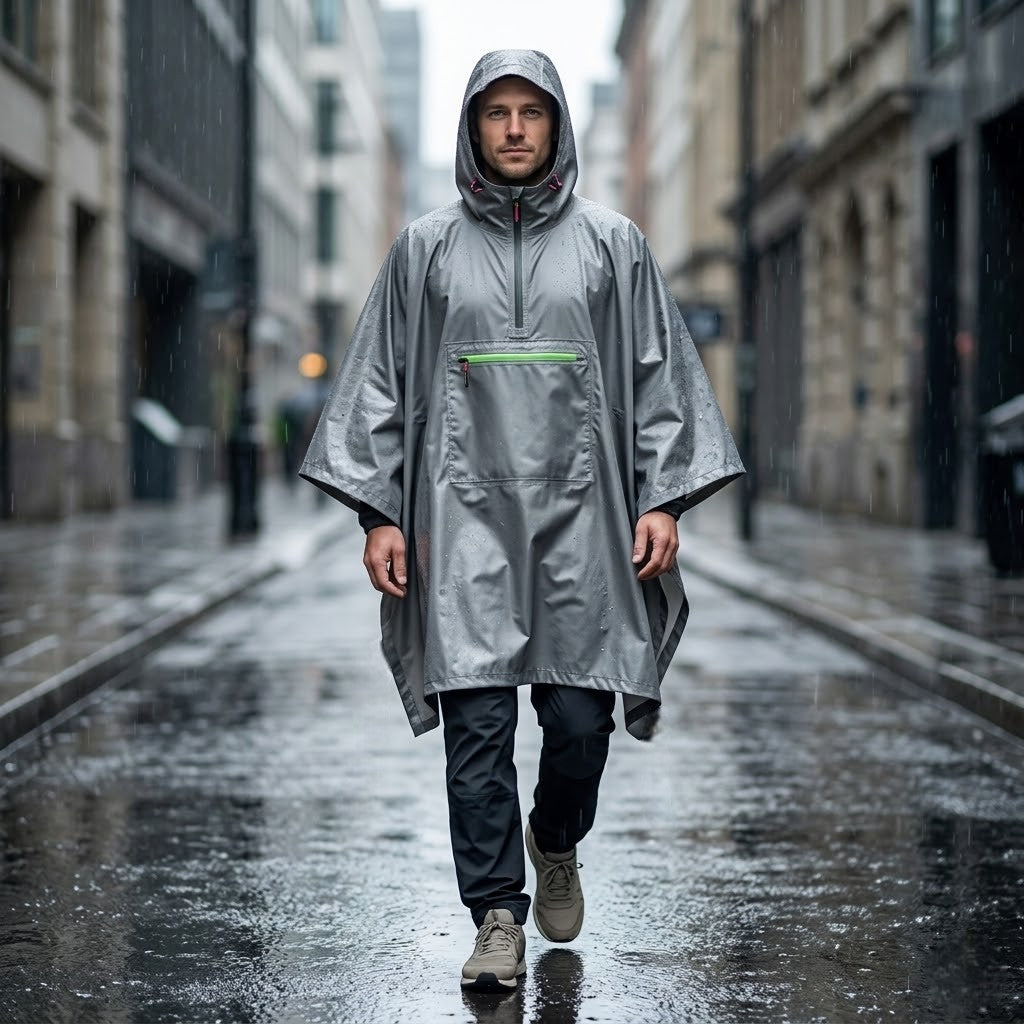 Poncho pluie homme léger avec capuche