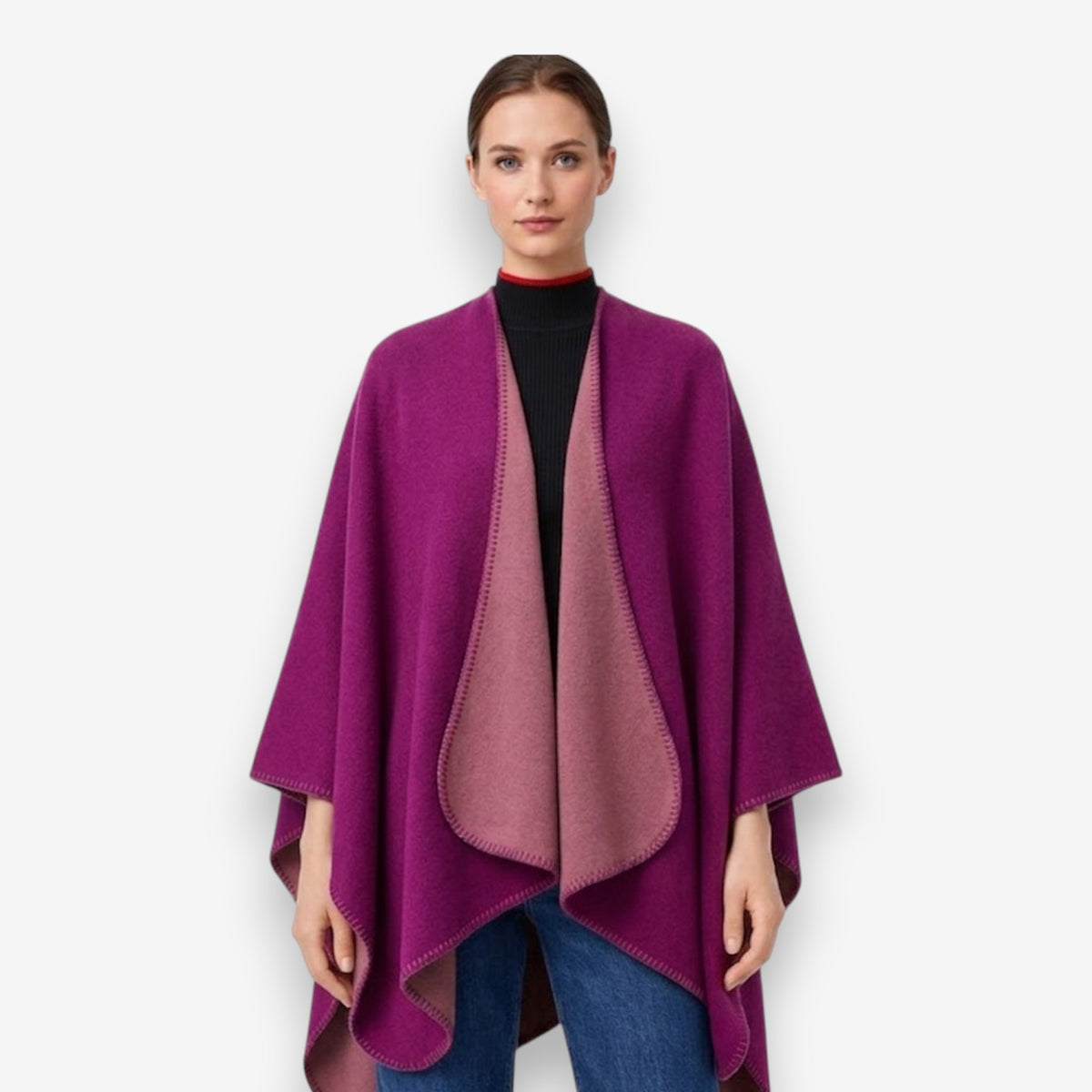 Poncho en laine femme classique
