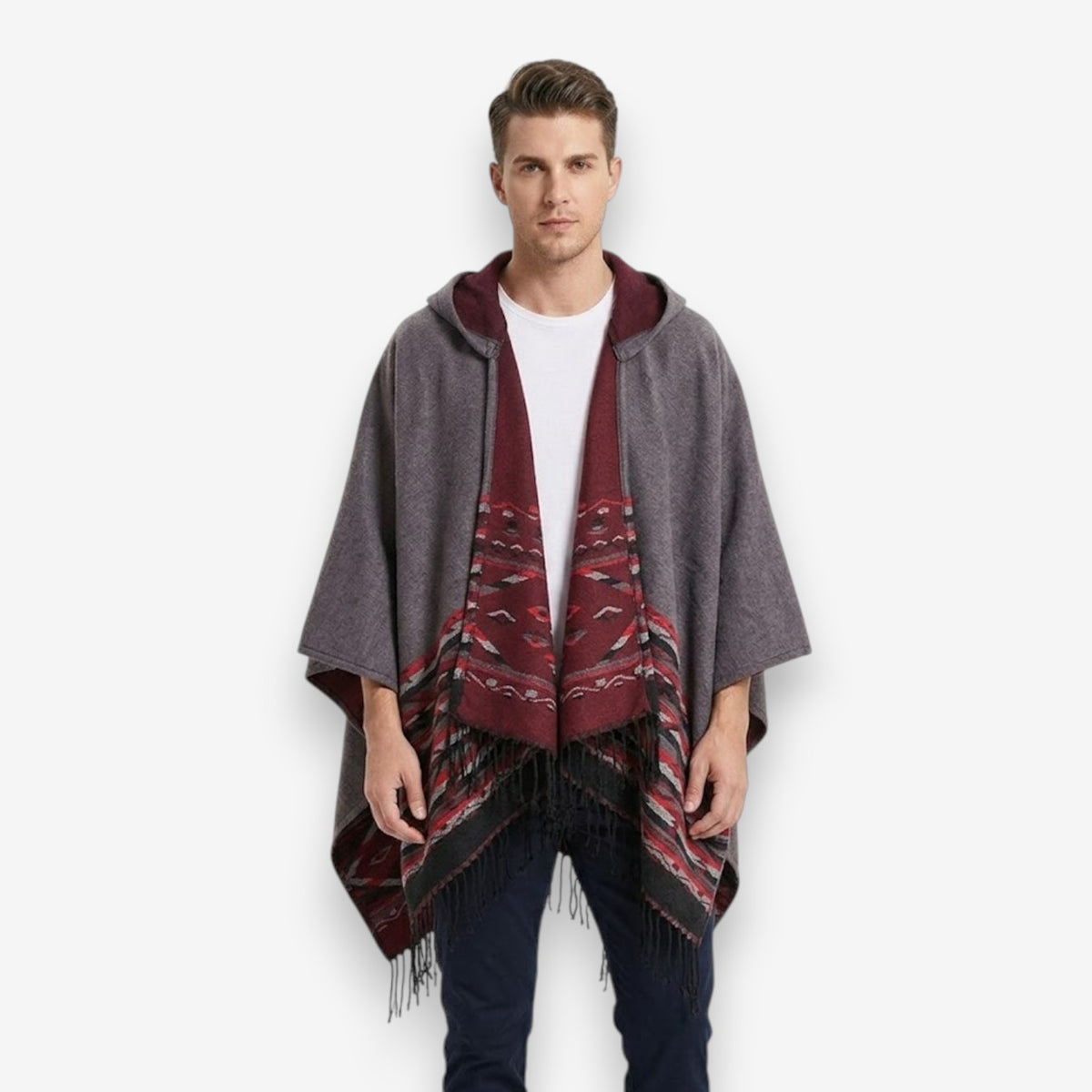Poncho chaud homme design