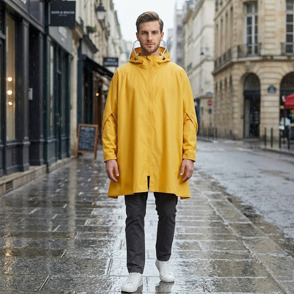 Poncho pluie homme jaune