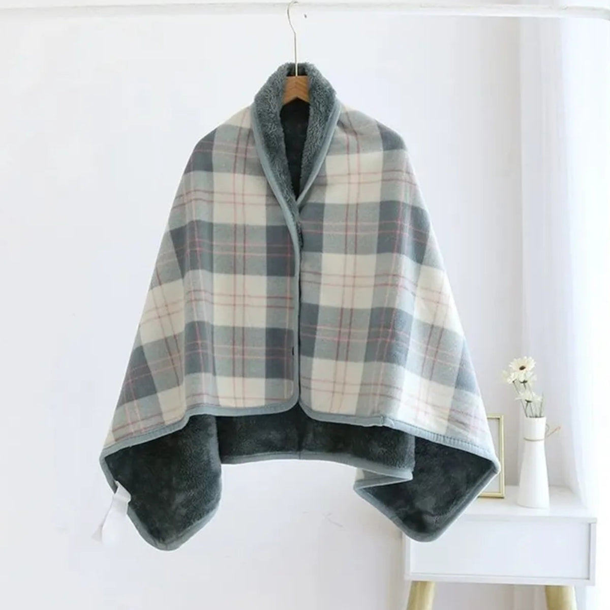 Poncho polaire femme style écossais