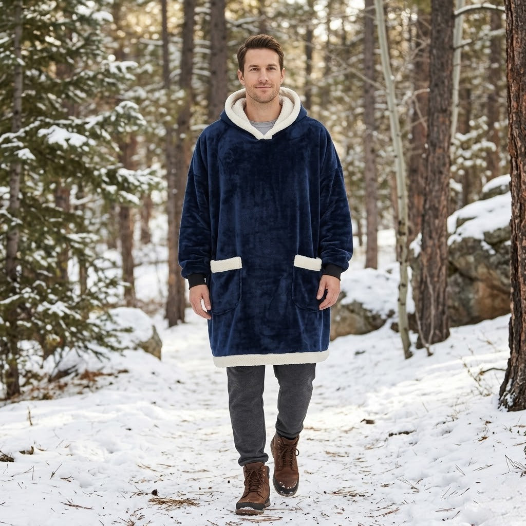 Poncho polaire homme bleu marine