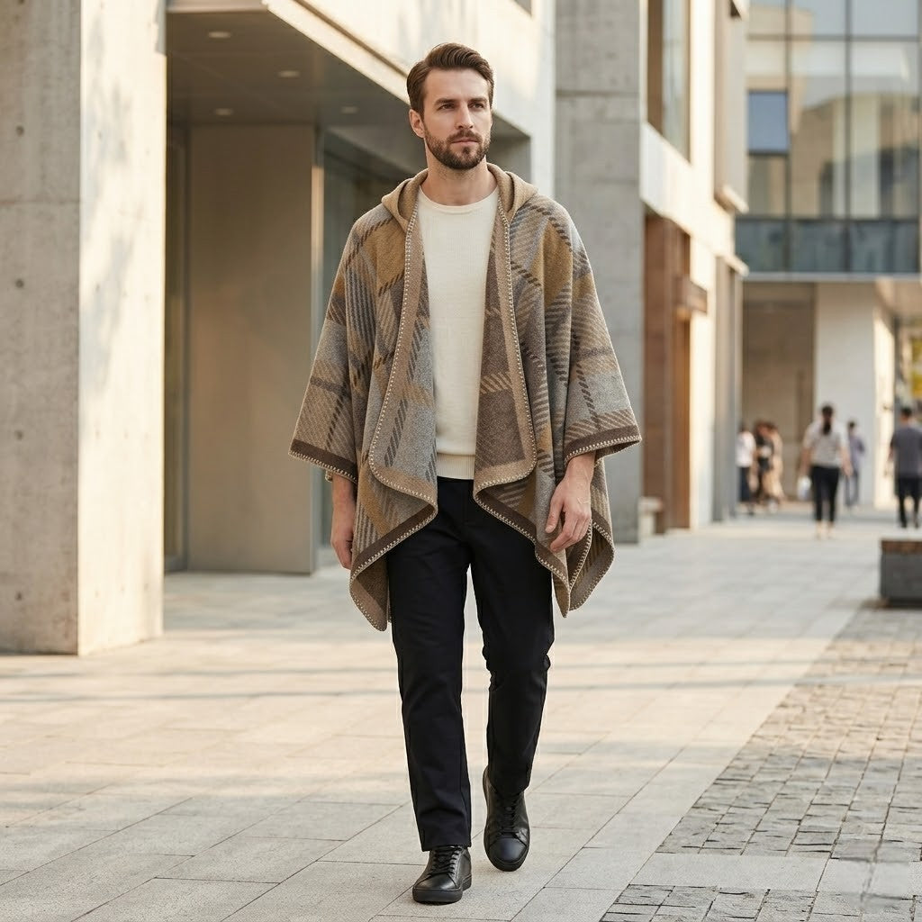 Poncho chaud homme raffiné