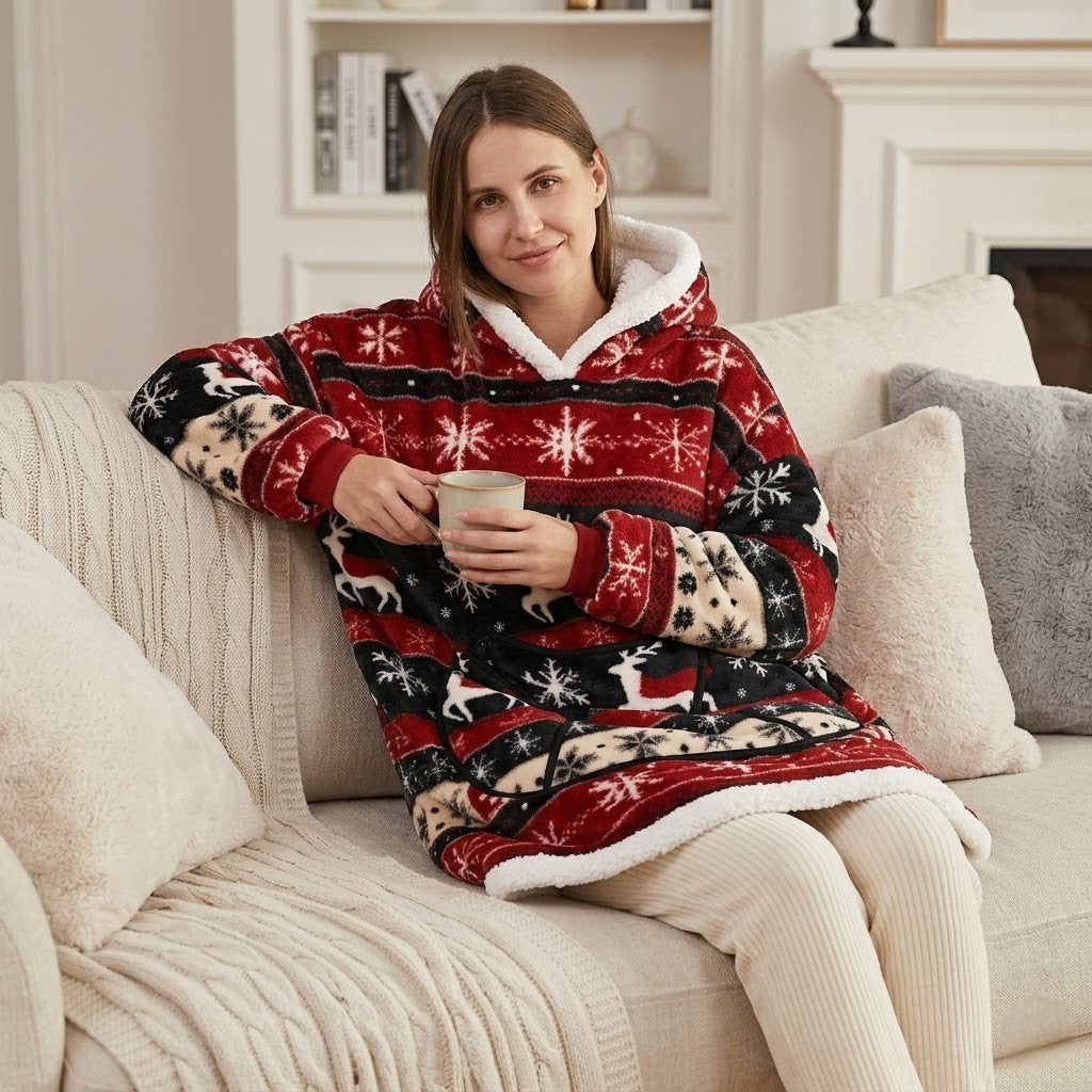 Poncho polaire femme Noël