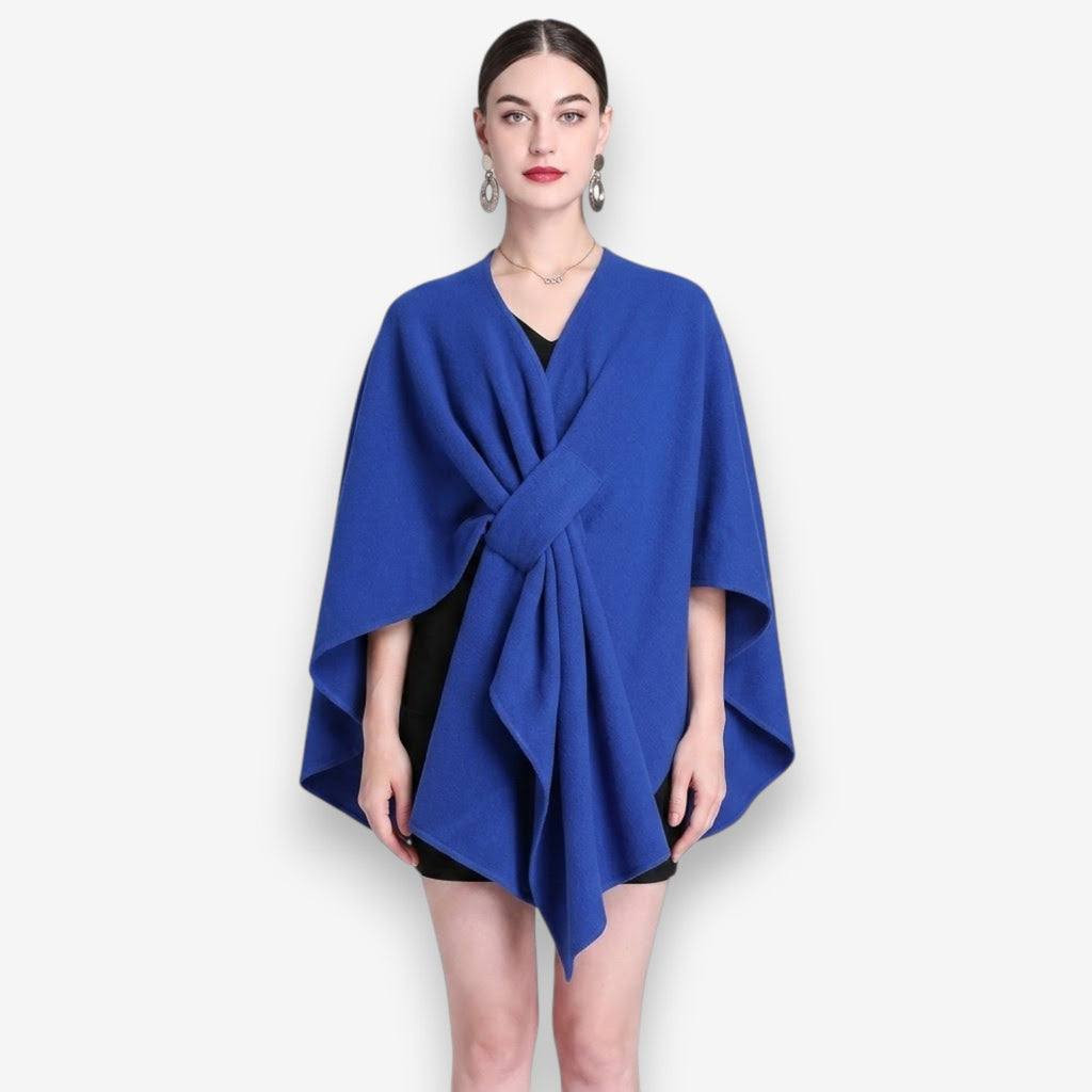 Poncho en laine femme ceinturé chic