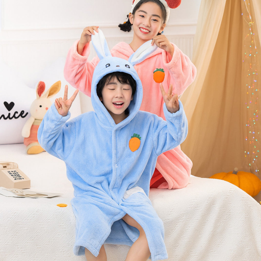 Poncho polaire enfant oreilles de lapin