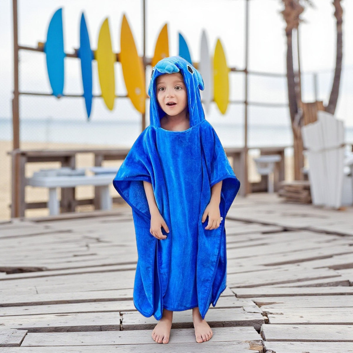 Poncho surf enfant à capuche animaux