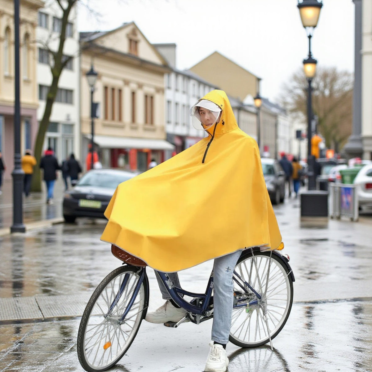Poncho pluie homme jaune
