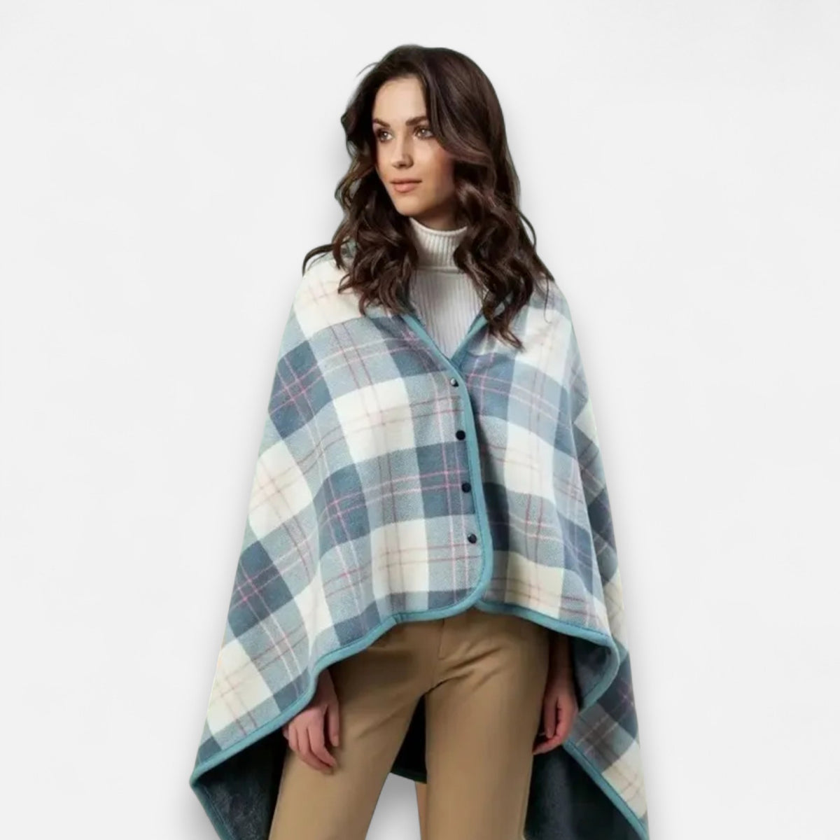 Poncho polaire femme style écossais