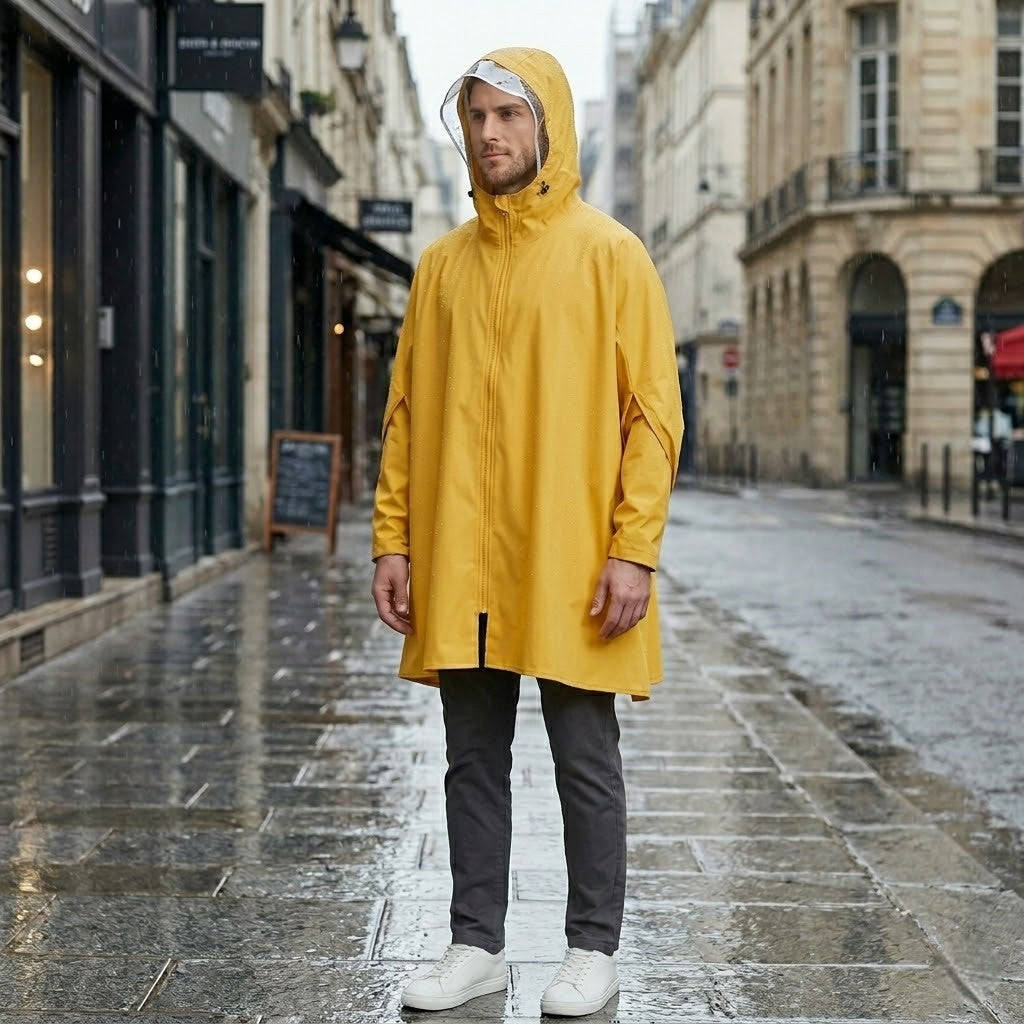 Poncho pluie homme jaune