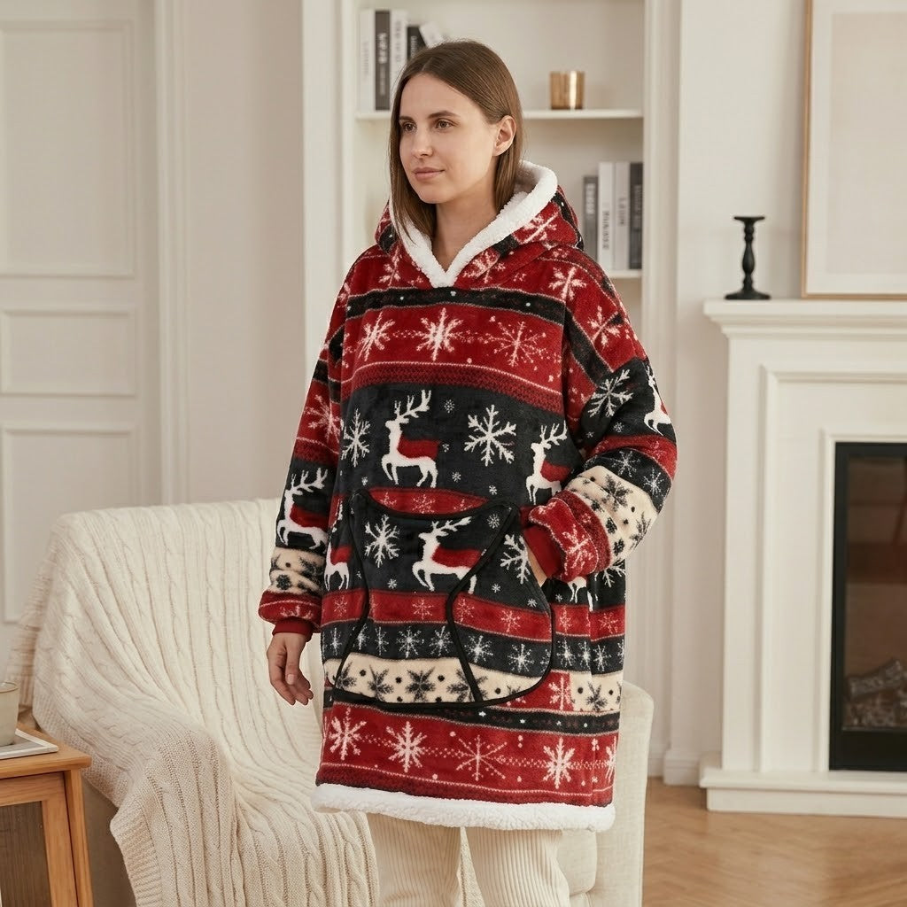 Poncho polaire femme Noël