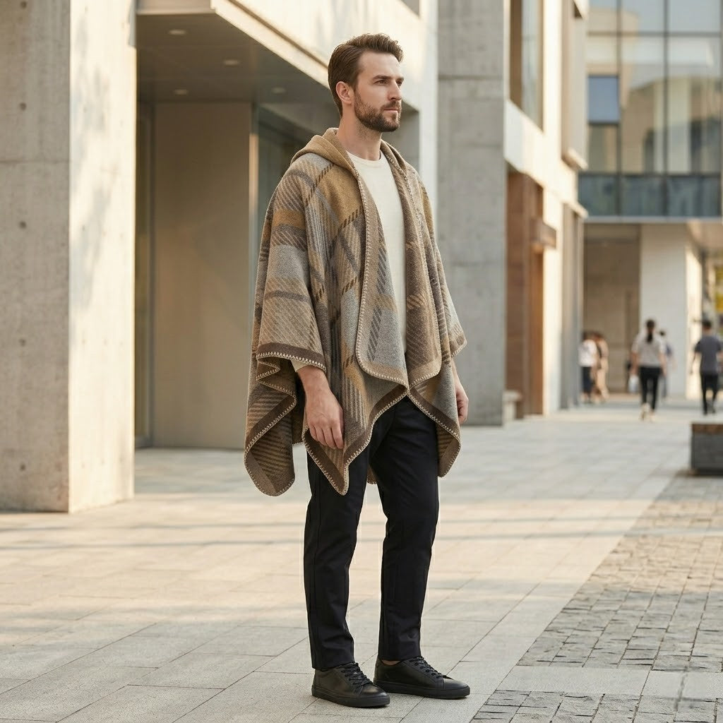 Poncho chaud homme raffiné