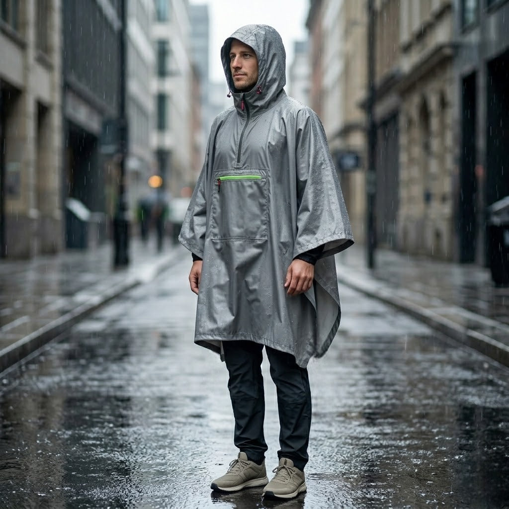 Poncho pluie homme léger avec capuche