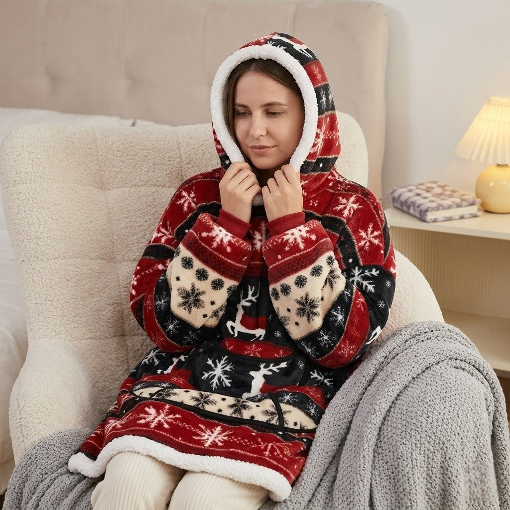 Poncho polaire femme Noël