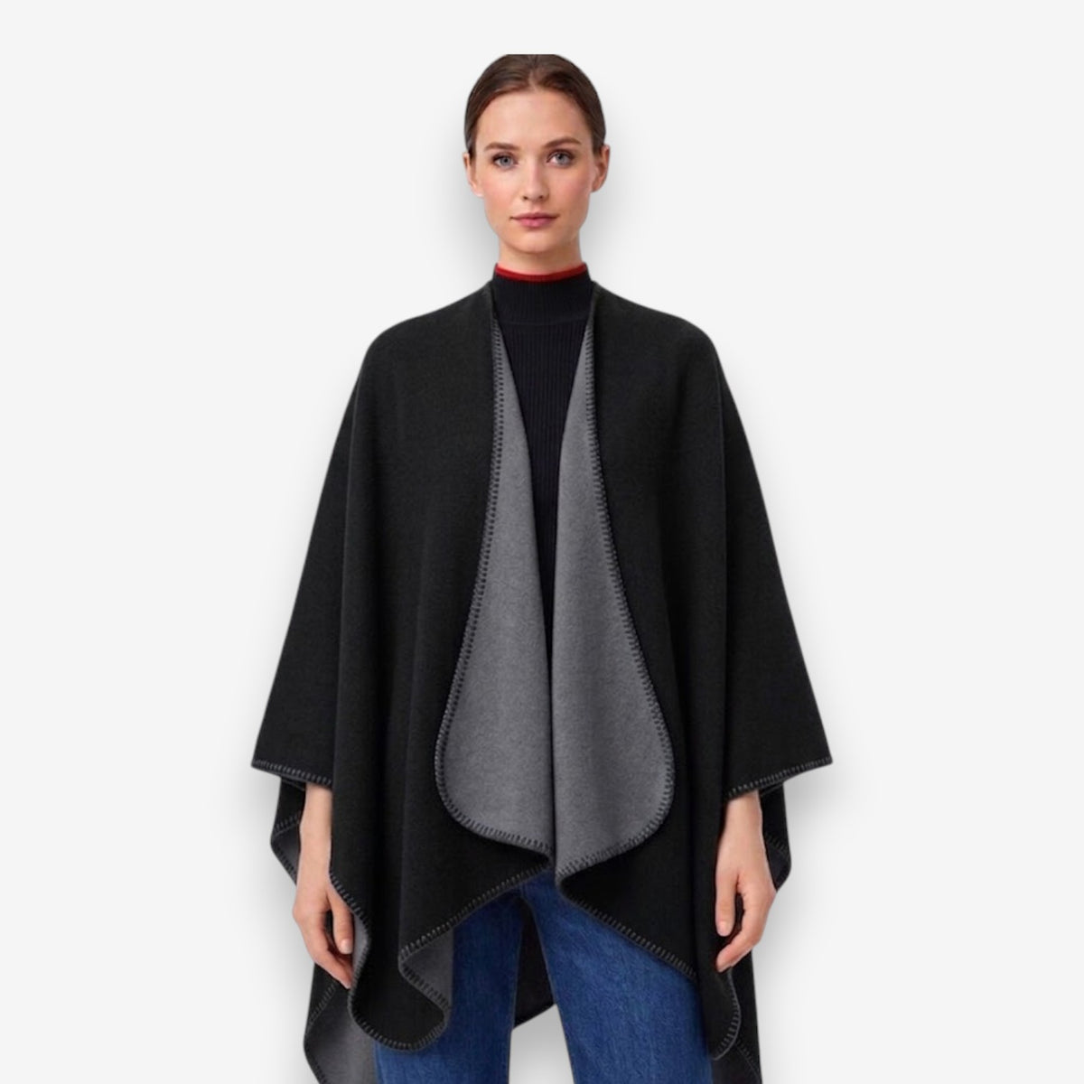 Poncho en laine femme classique