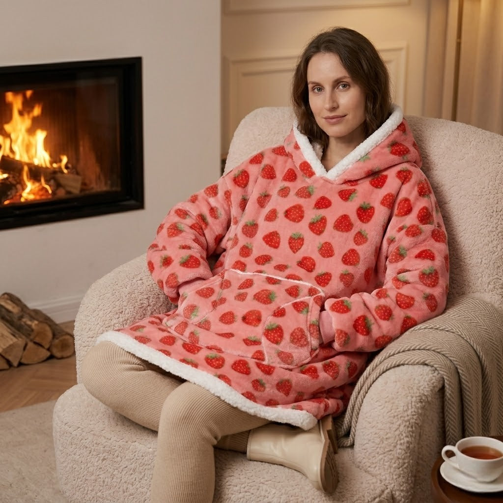 Poncho polaire femme Fraise