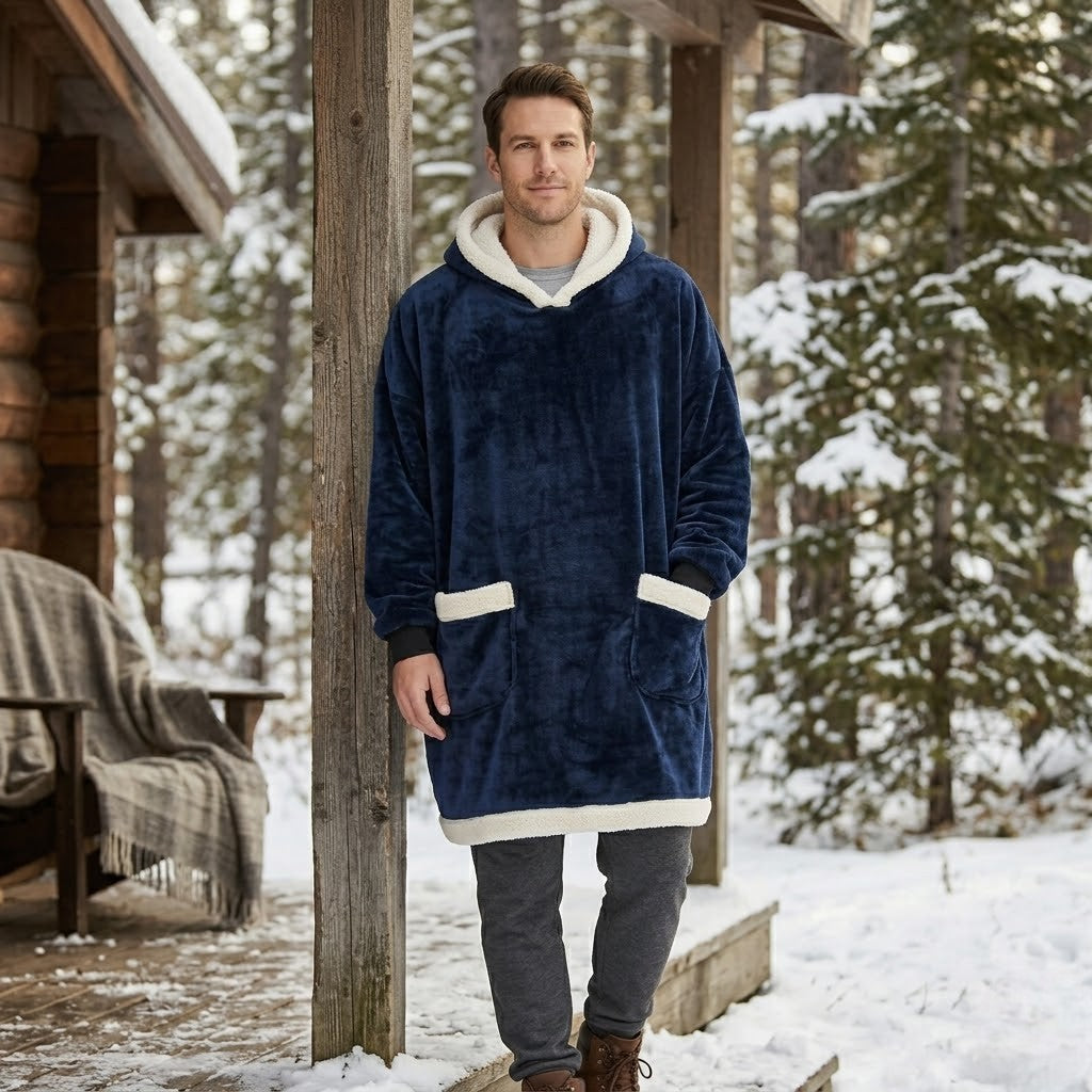 Poncho polaire homme bleu marine