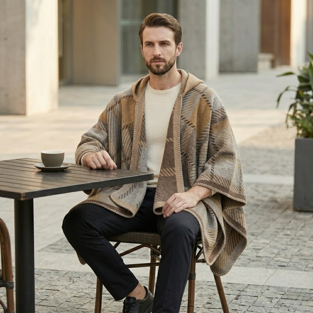 Poncho chaud homme raffiné