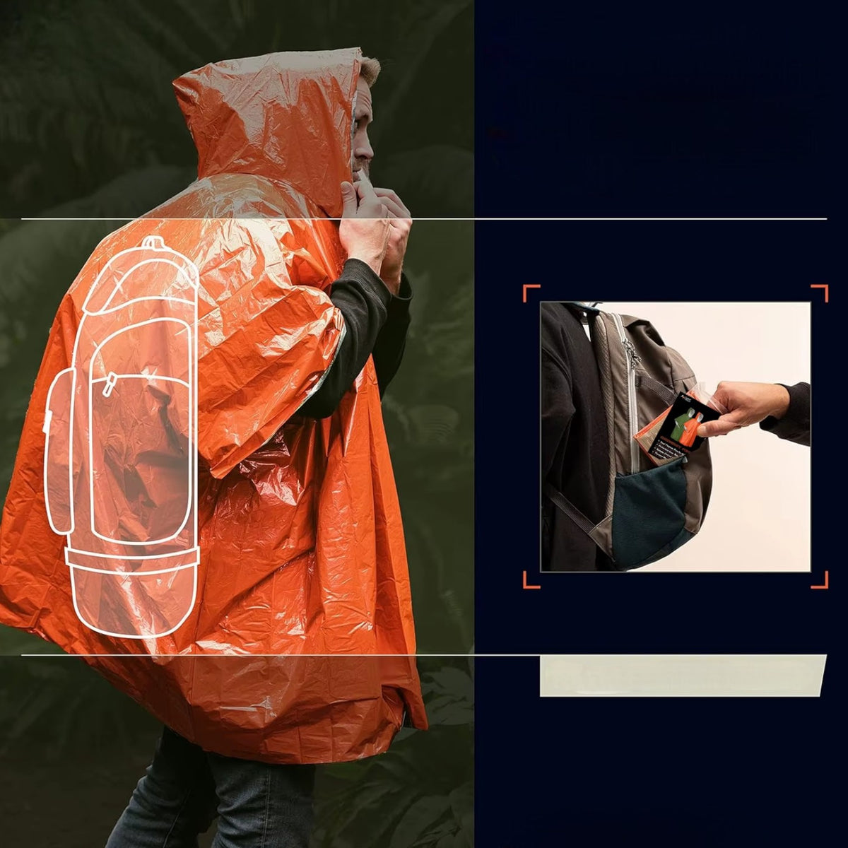 Poncho pluie homme avec doublure