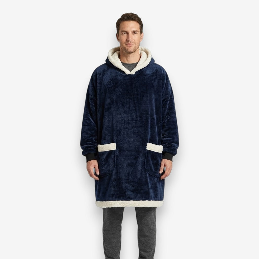 Poncho polaire homme bleu marine