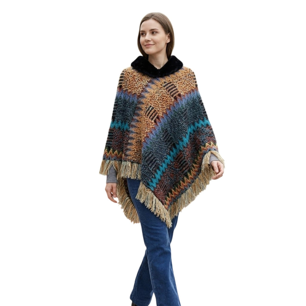Poncho mexicain en laine