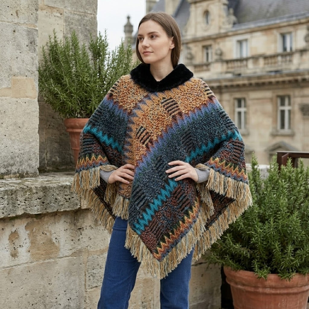 Poncho mexicain en laine
