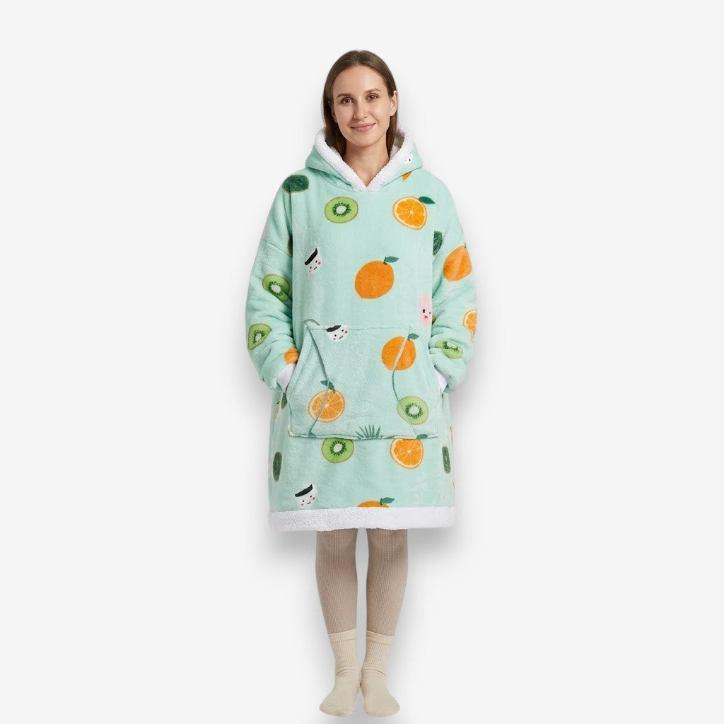 Poncho polaire femme Fruits