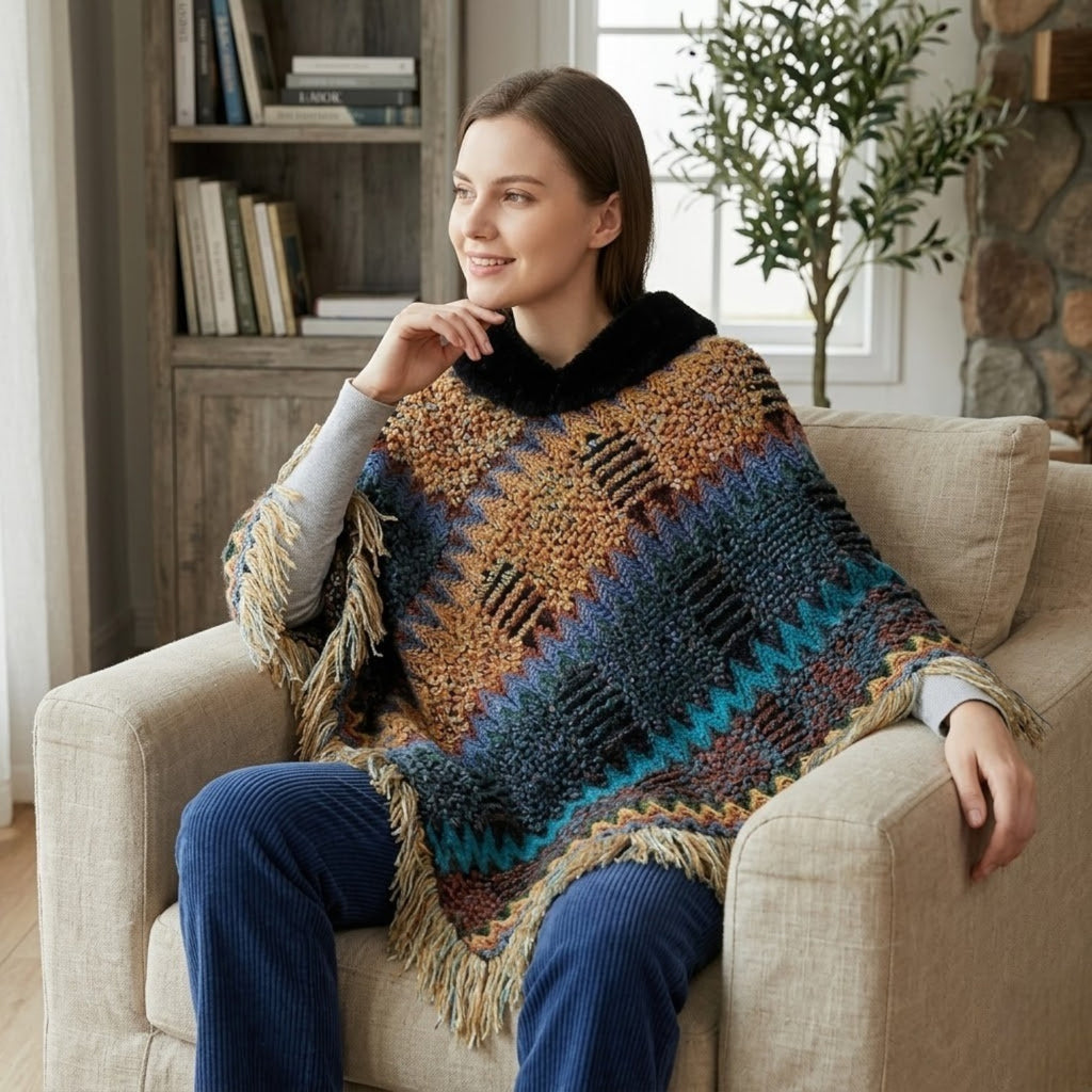 Poncho mexicain en laine
