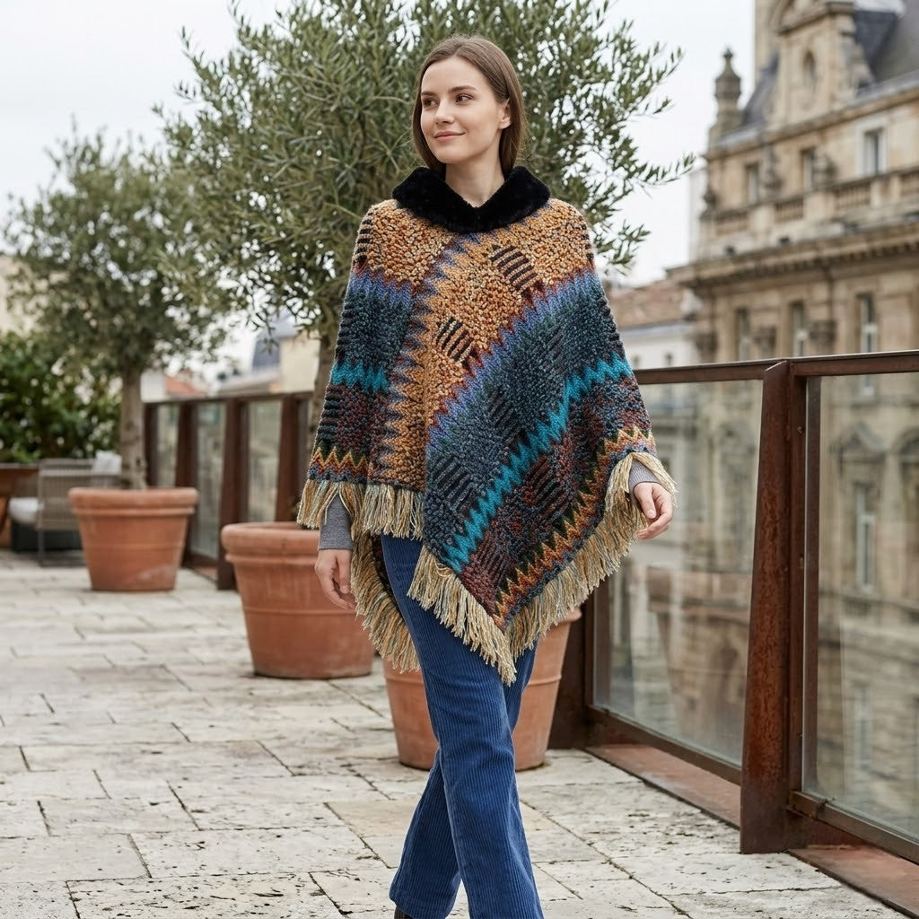 Poncho mexicain en laine
