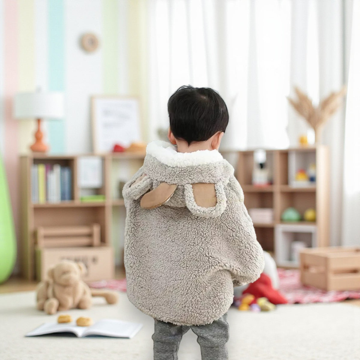 Poncho chaud bébé oreilles d’ourson