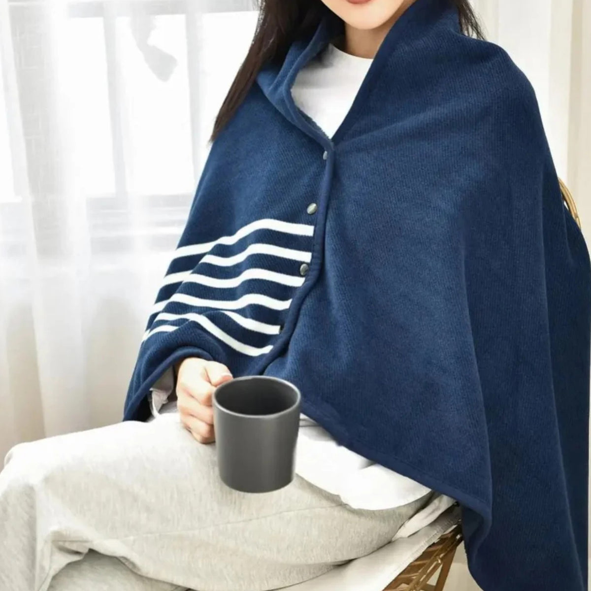 Poncho polaire femme style marin