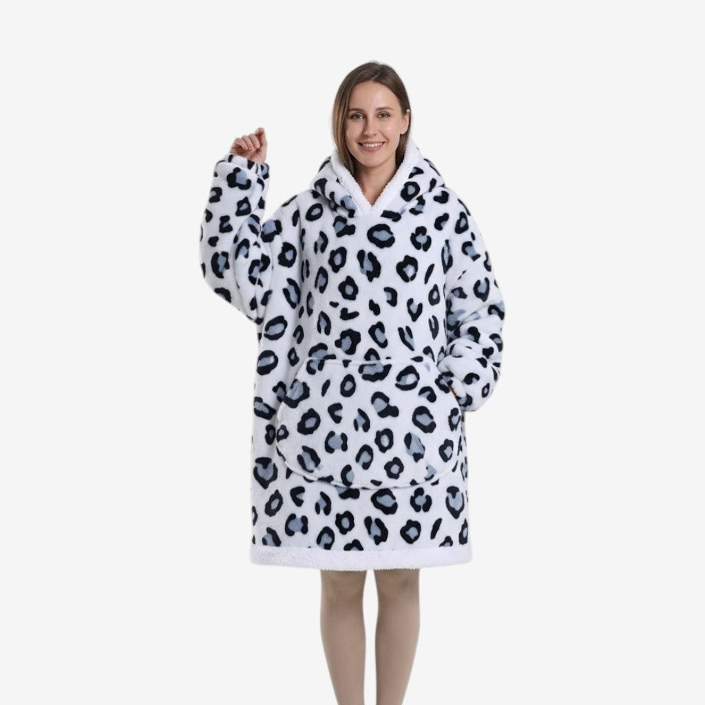 Poncho polaire femme léopard