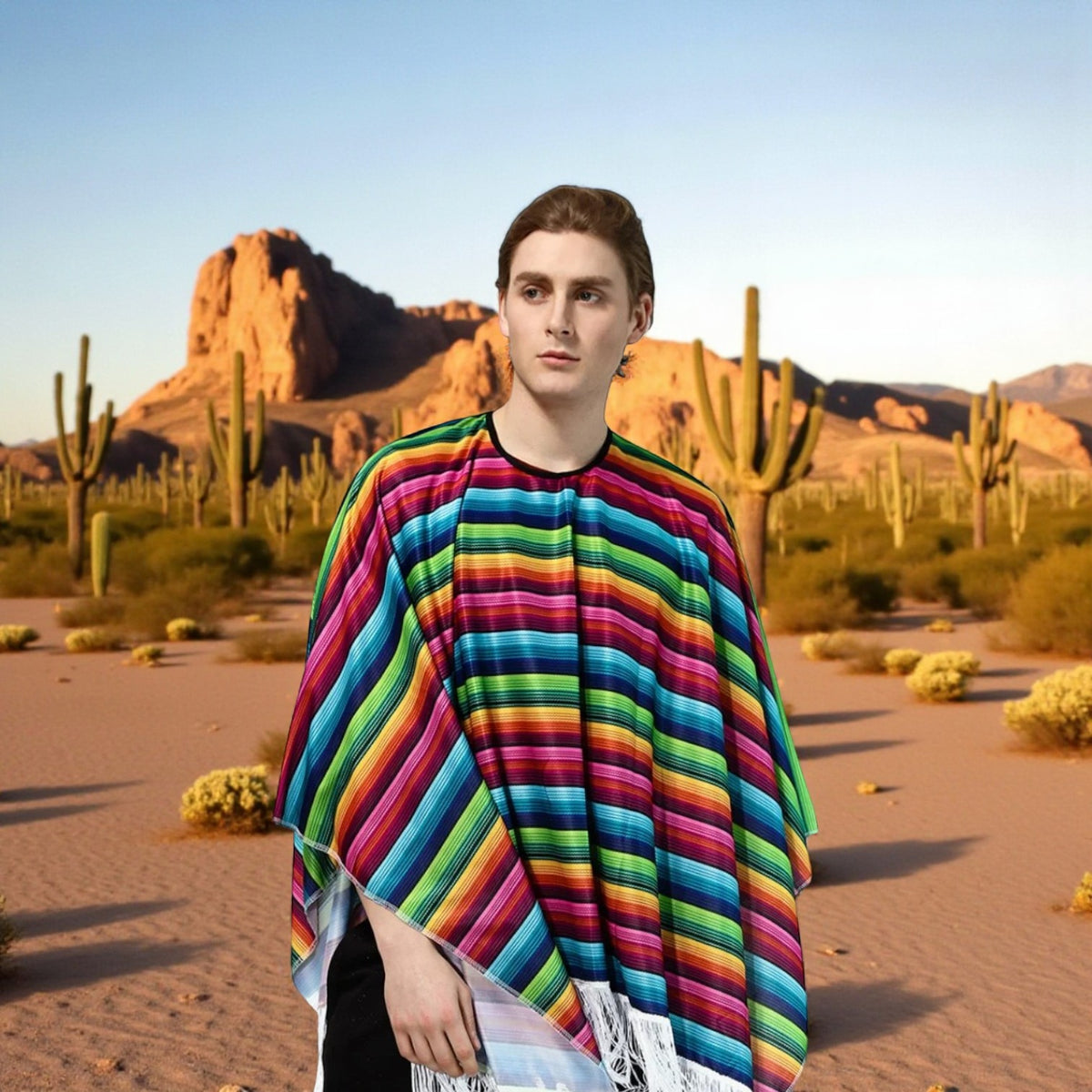 Poncho mexicain à rayures