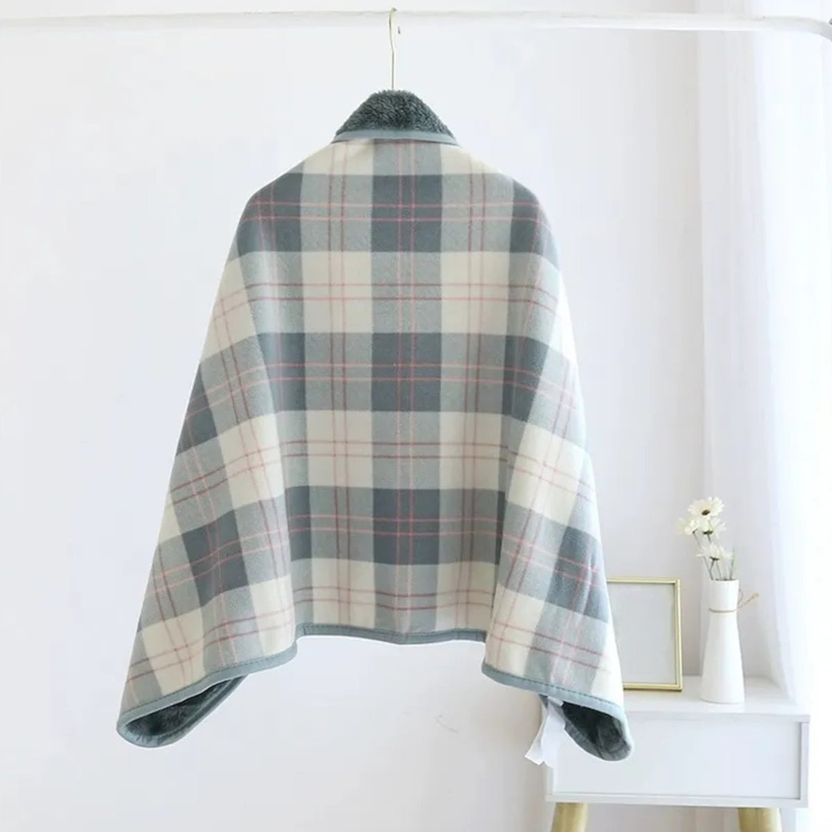 Poncho polaire femme style écossais