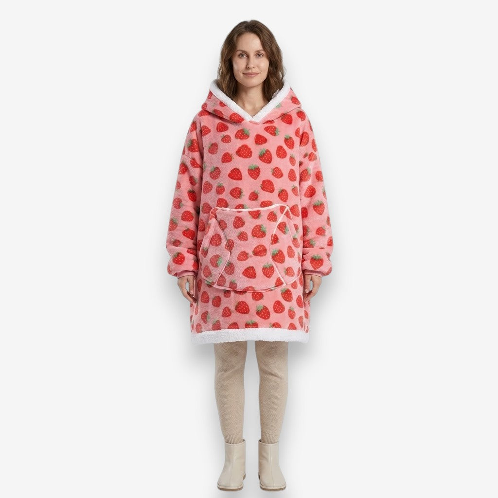 Poncho polaire femme Fraise