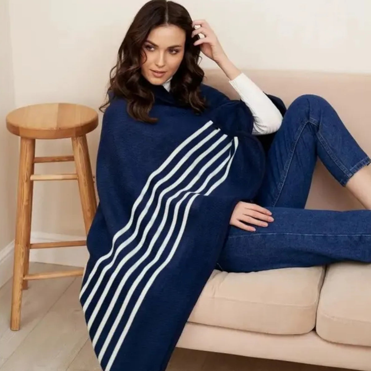 Poncho polaire femme style marin