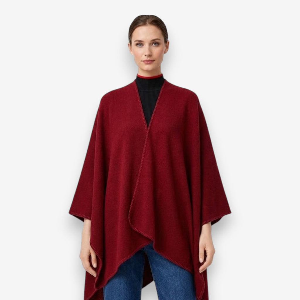 Poncho en laine femme classique