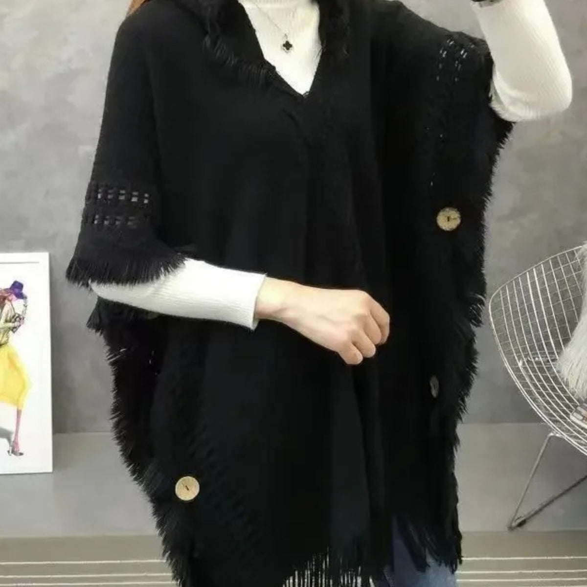 Poncho laine femme cocooning