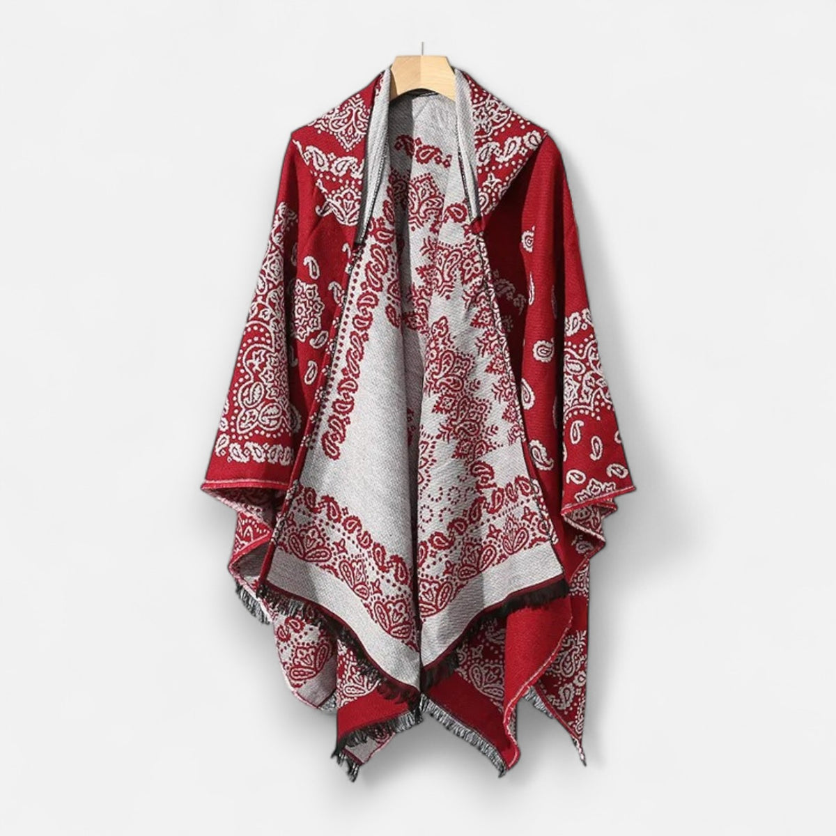 Poncho chaud homme design oriental