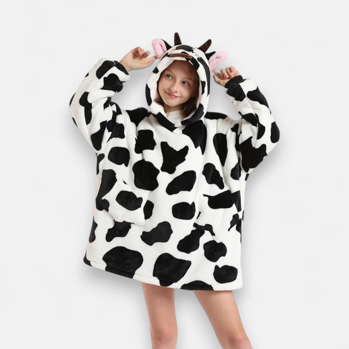 Poncho polaire enfant motif vache